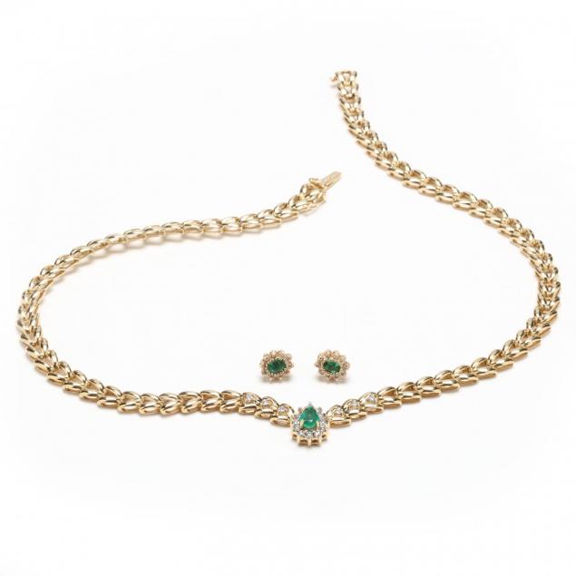 14kt-emerald-and-diamond-necklace-and-earrings