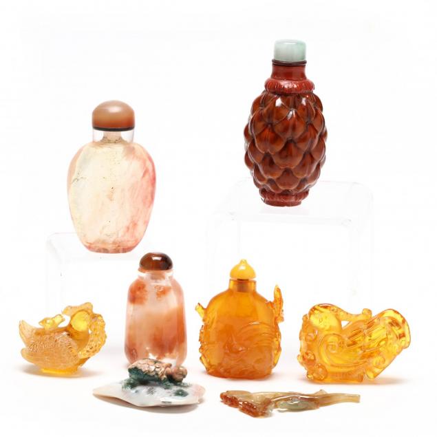 four-chinese-snuff-bottles-and-four-figurines