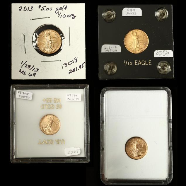 four-uncertified-bu-5-gold-american-eagles