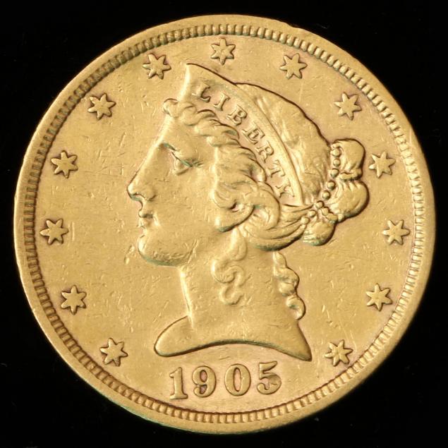 1905-s-5-gold-liberty-head-half-eagle