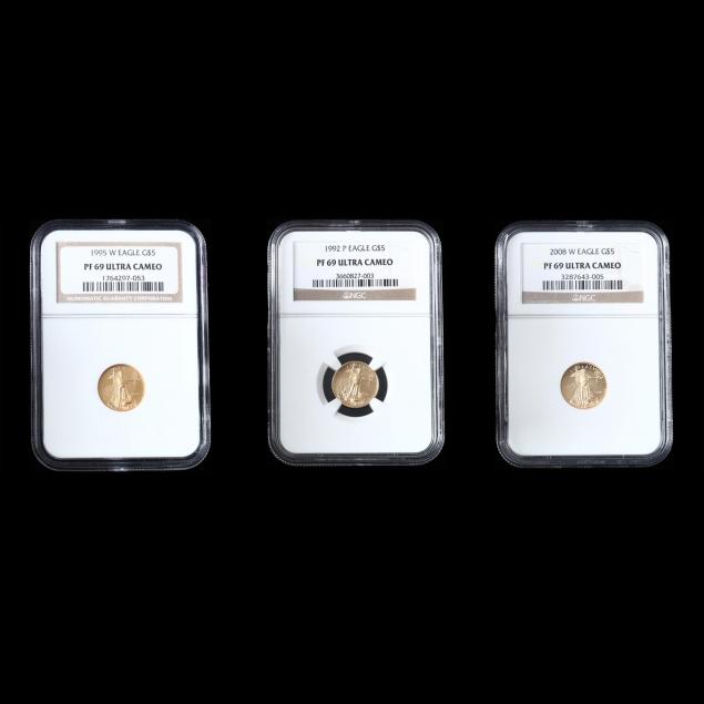 three-ngc-pf69-ultra-cameo-5-gold-american-eagles