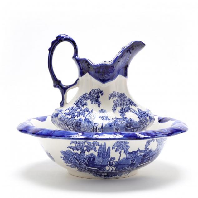 staffordshire-flow-blue-pitcher-and-basin
