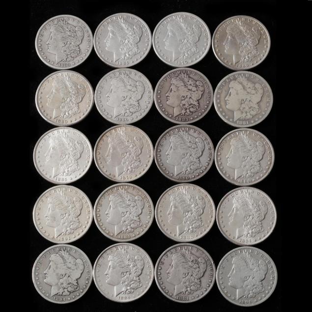 roll-of-20-circulated-morgan-silver-dollars