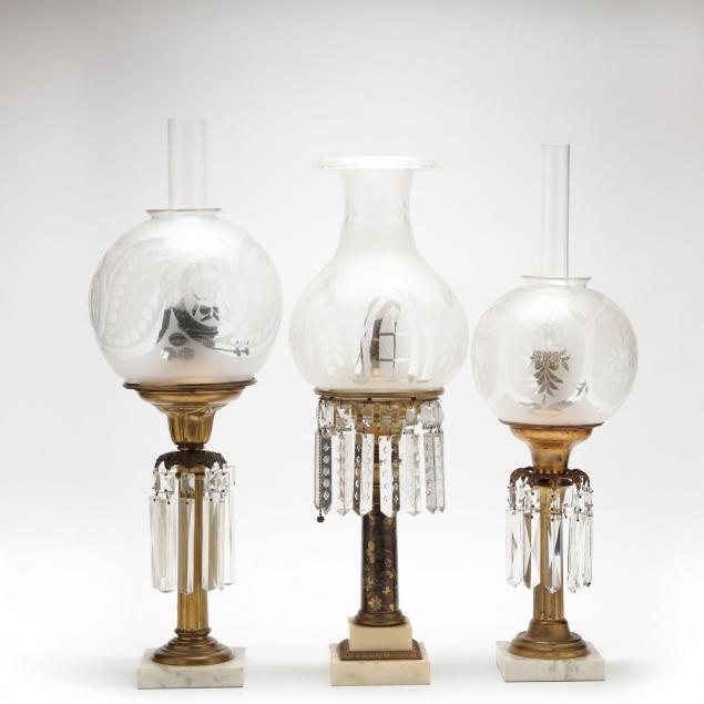 three-early-drop-prism-table-lamps