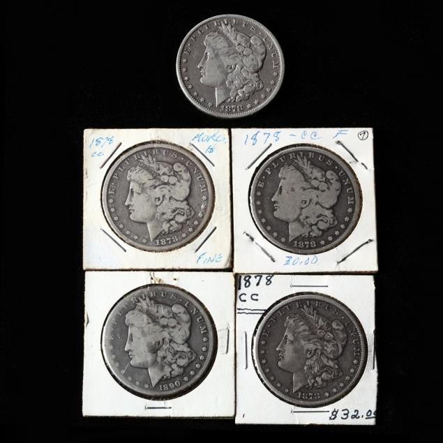five-circulated-carson-city-morgan-silver-dollars