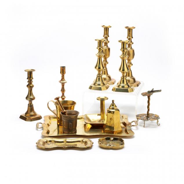 large-grouping-of-antique-brass