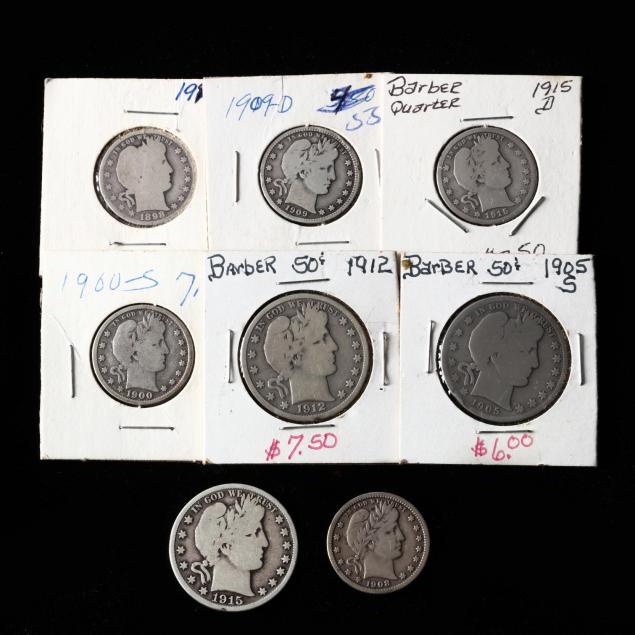 three-barber-halves-and-five-barber-quarters