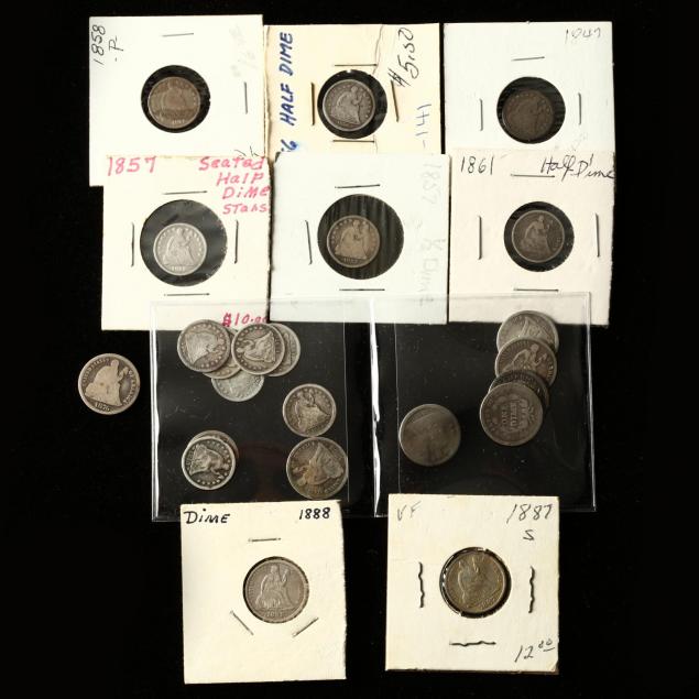 nine-liberty-seated-dimes-and-14-liberty-seated-half-dimes