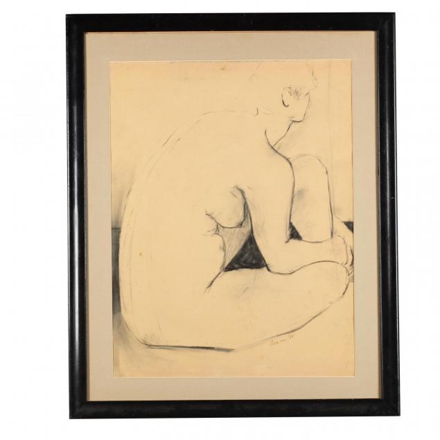 mid-century-charcoal-drawing-on-velvet