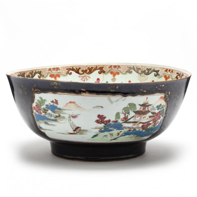 chinese-export-porcelain-deep-cobalt-and-gilt-punch-bowl