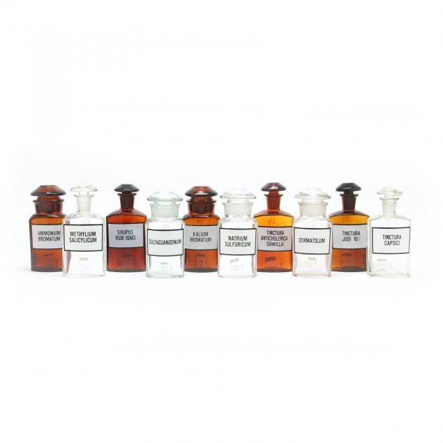 group-of-ten-antique-apothecary-bottles