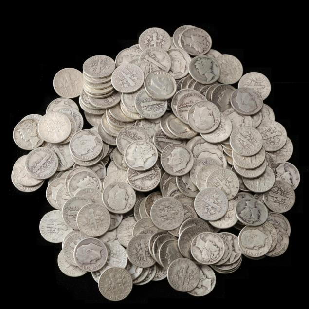 200-circulated-pre-1965-90-silver-dimes
