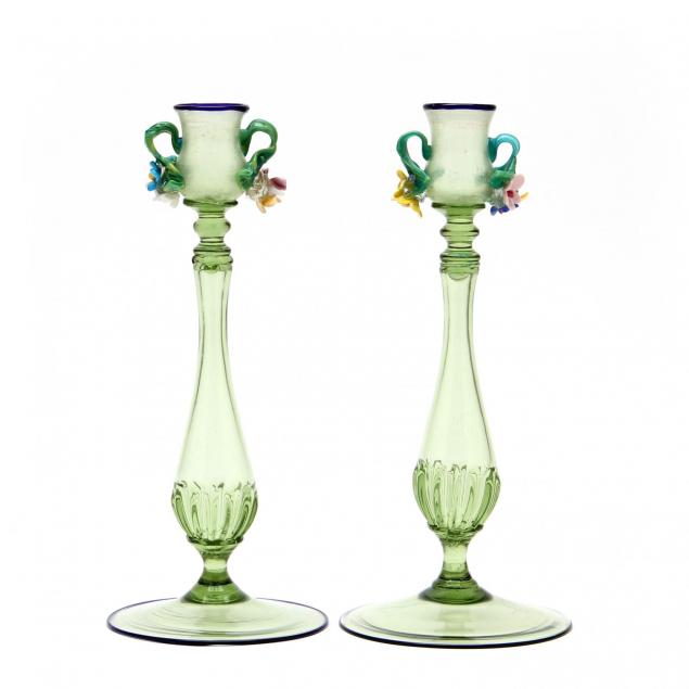 pair-of-vintage-venetian-glass-candlesticks