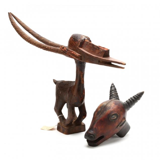 two-west-african-horned-animal-wood-carvings