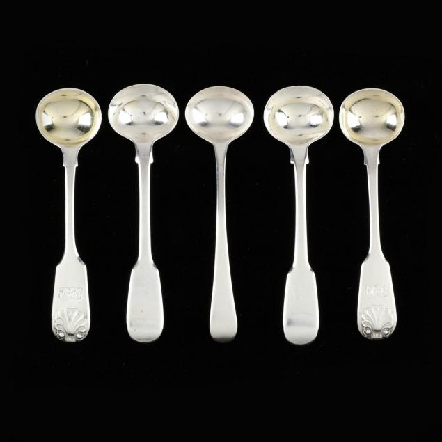 five-19th-century-english-silver-master-salt-spoons