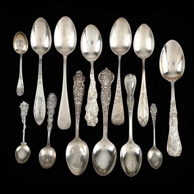 collection-of-thirteen-antique-sterling-silver-souvenir-spoons