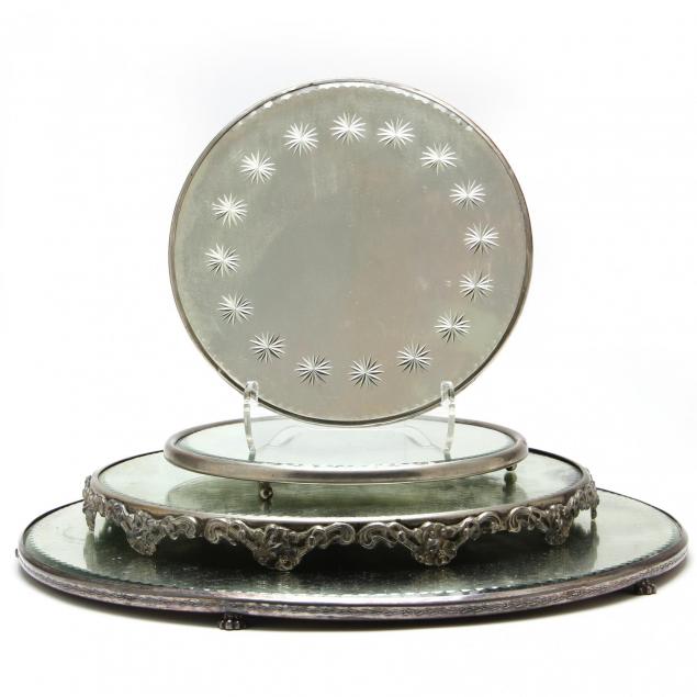 four-antique-silverplate-mirrored-plateaus