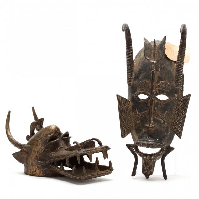 ivory-coast-two-senufo-bronze-masks