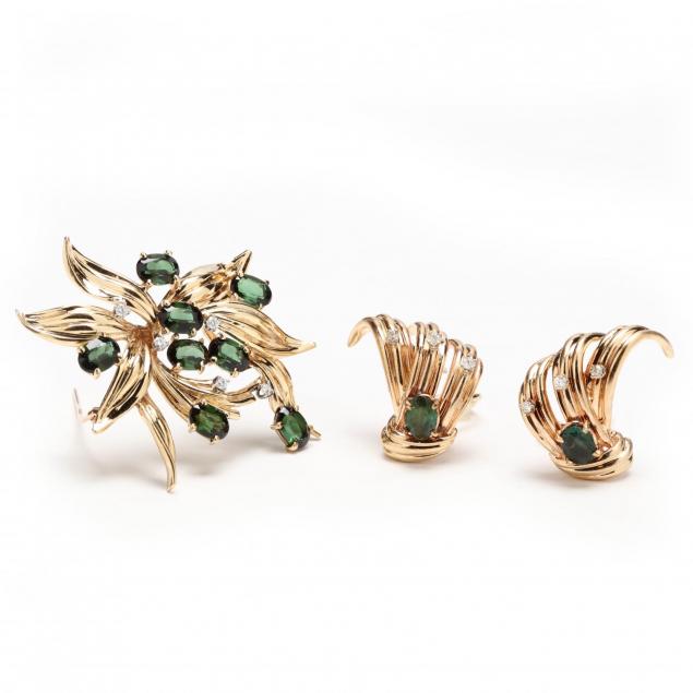 14kt-gold-green-tourmaline-and-diamond-suite