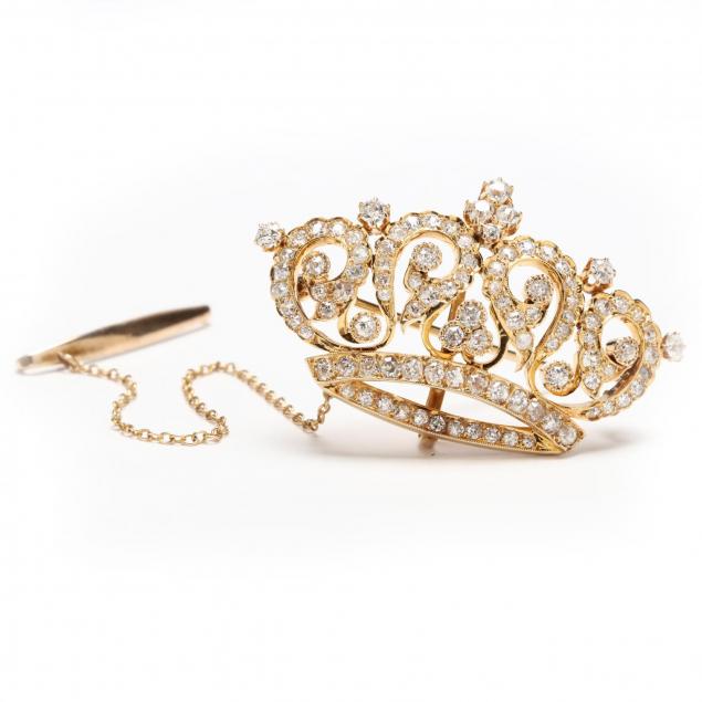 14kt-gold-and-diamond-crown-brooch