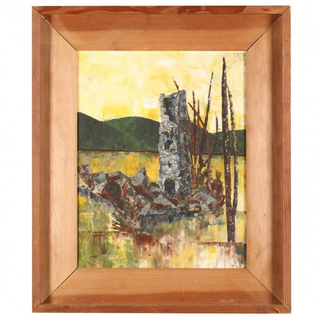 mid-century-painting-of-a-rustic-landscape