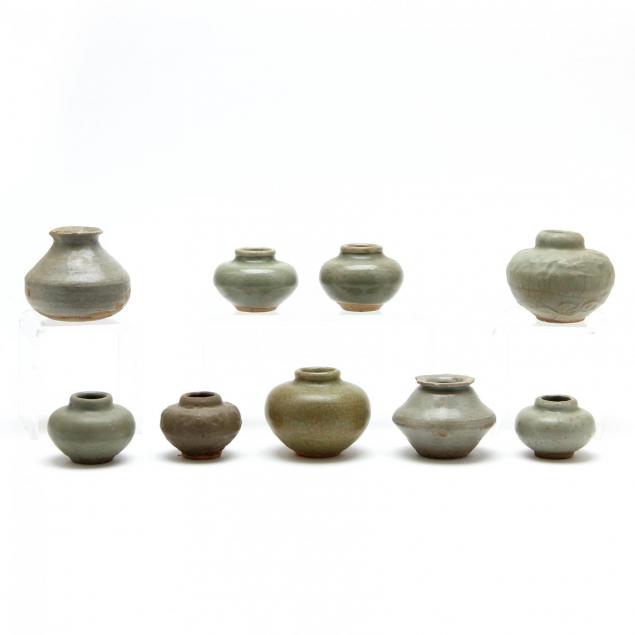 nine-korean-celadon-oil-jars