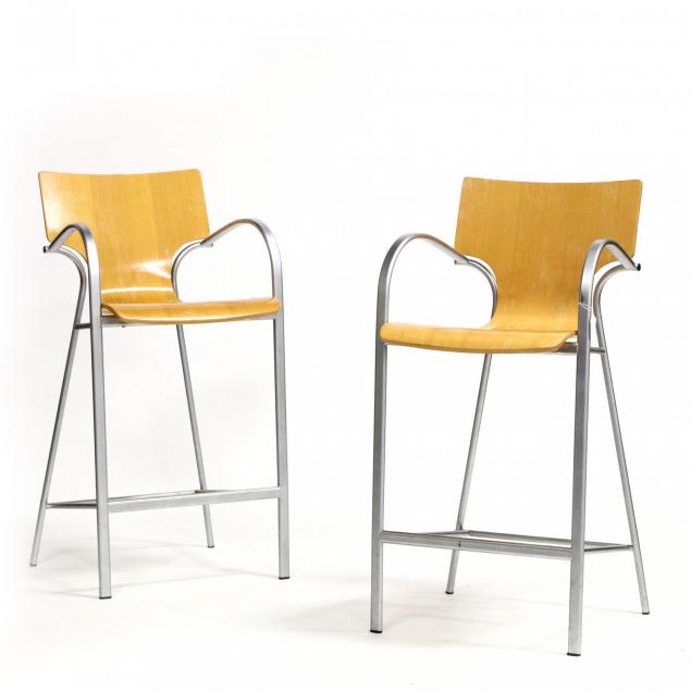 bernhardt-pair-of-bent-plywood-stools