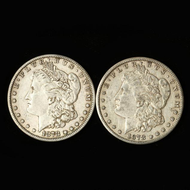 two-circulated-1878-cc-morgan-silver-dollars