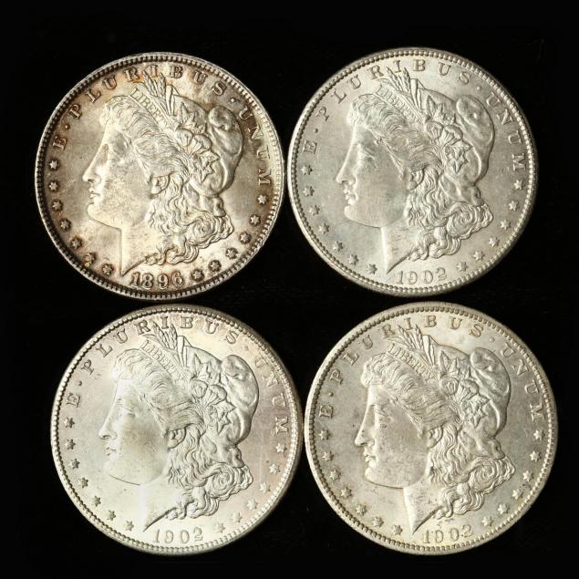 four-uncirculated-morgan-silver-dollars
