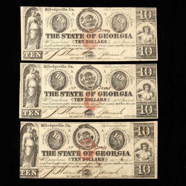 three-confederate-georgia-10-notes-dated-february-1-1863
