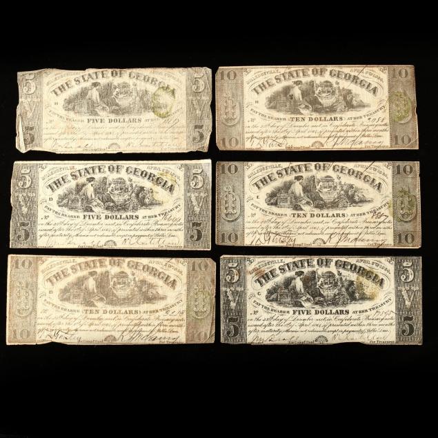 six-confederate-georgia-notes-dated-april-6-1864