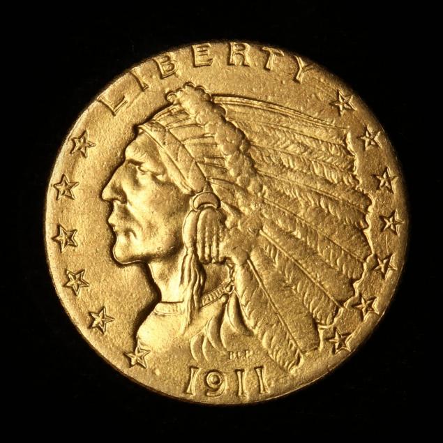 1911 $2.50 Gold Indian Head Quarter Eagle (Lot 3015 - The Fall Coin and Currency AuctionSep 21