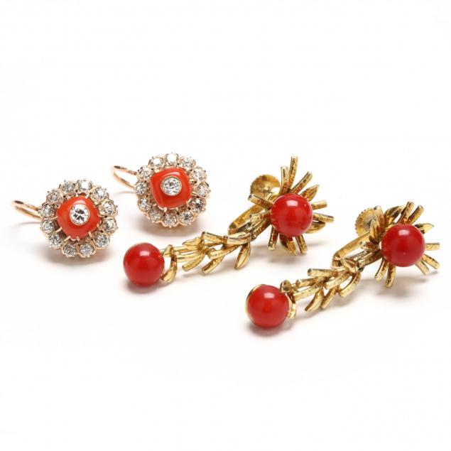 two-pairs-of-vintage-coral-earrings