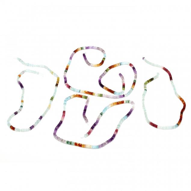 four-open-strands-of-multi-colored-gemstone-rondelle-beads