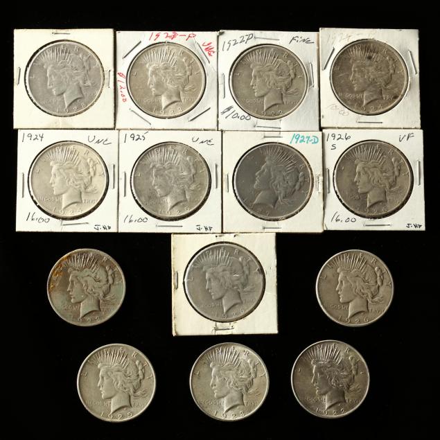fourteen-peace-silver-dollars