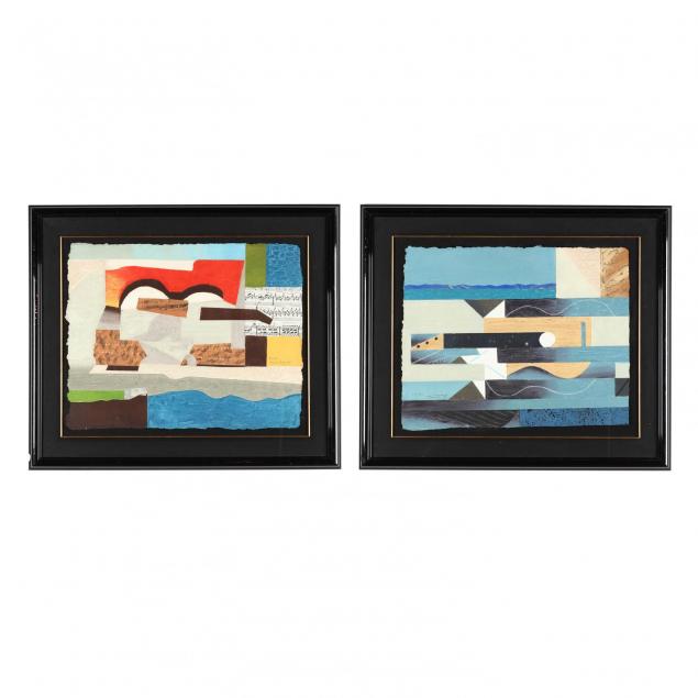 max-papart-french-1911-1994-pair-of-abstract-mixed-media-works