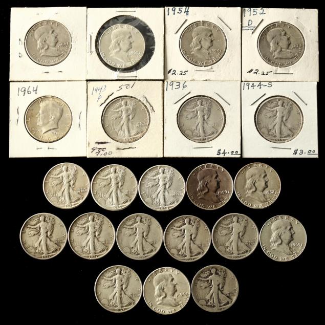 mixed-group-of-22-silver-half-dollars
