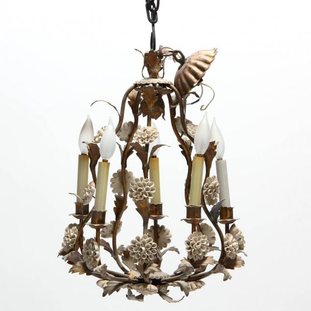 vintage-italian-porcelain-and-brass-floral-chandelier