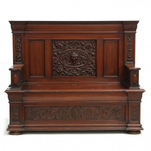 renaissance-revival-carved-hall-bench