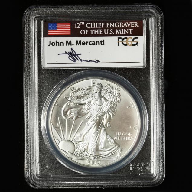 2014-silver-eagle-pcgs-ms70-first-strike-mercanti-signed
