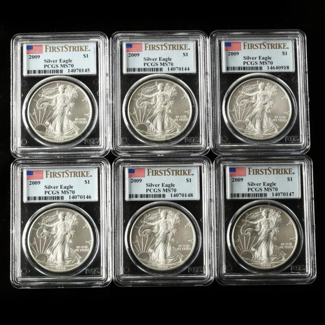 six-2009-silver-eagles-pcgs-ms70