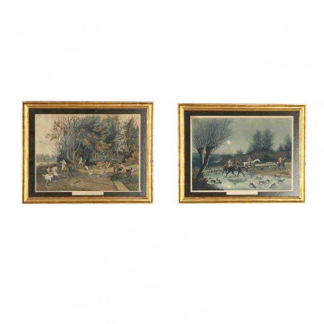 pair-of-handcolored-lithographs-depicting-foxhunts