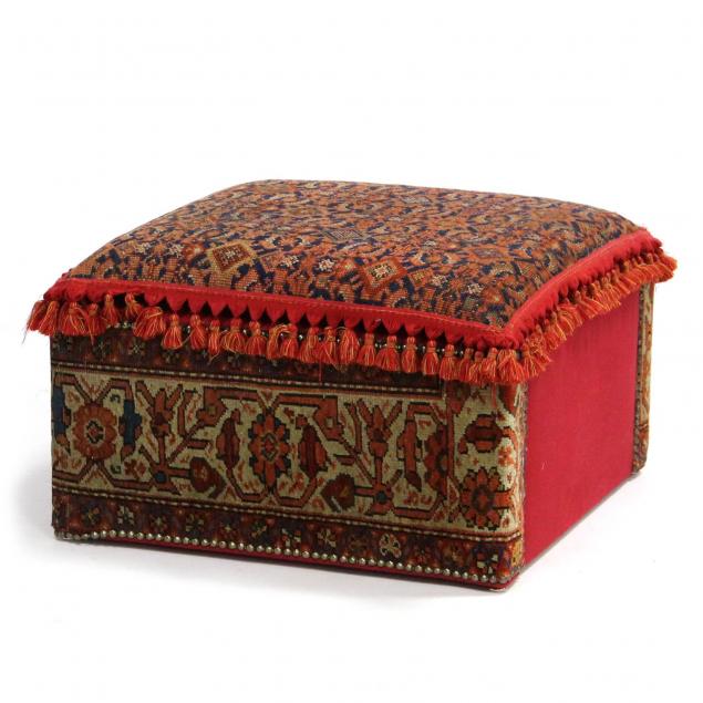 antique-rug-upholstered-ottoman