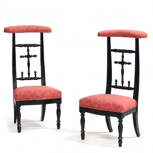 pair-of-victorian-ebonized-gilt-prayer-chairs