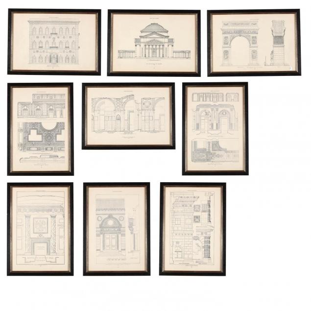 group-of-9-framed-prints-depicting-architectural-elements-of-new-york-city-landmarks
