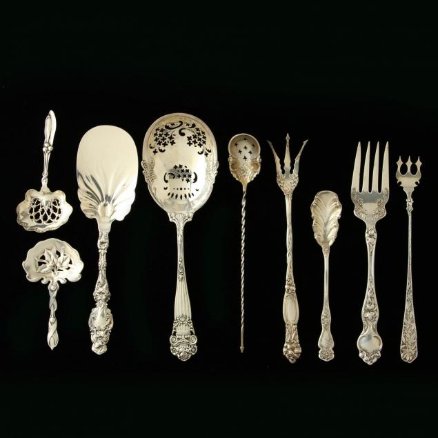 nine-antique-american-sterling-silver-servers