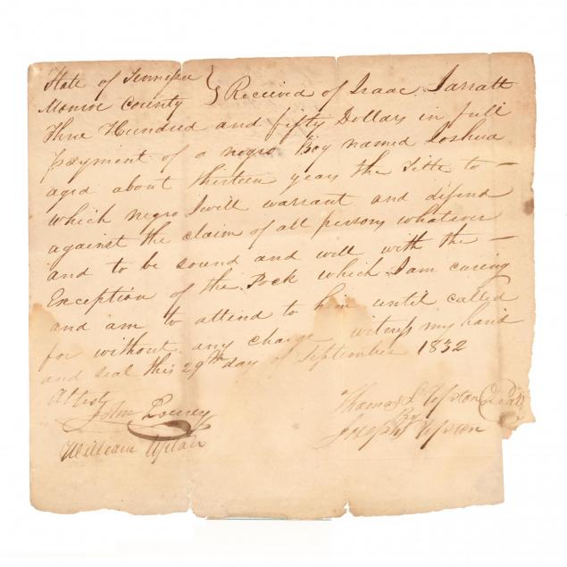tennessee-manuscript-receipt-for-a-slave-purchase