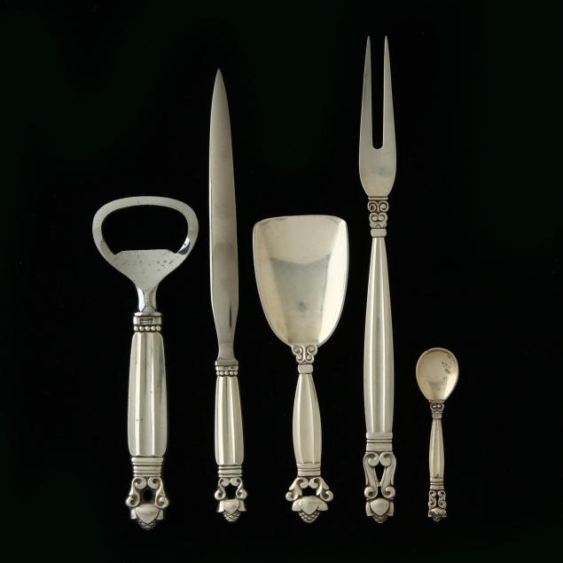 five-georg-jensen-acorn-sterling-silver-servers