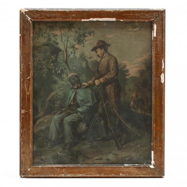rare-chromolithograph-of-a-confederate-trooper-and-black-union-soldier