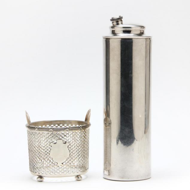 a-sterling-silver-ice-bucket-and-vintage-silverplate-cocktail-shaker